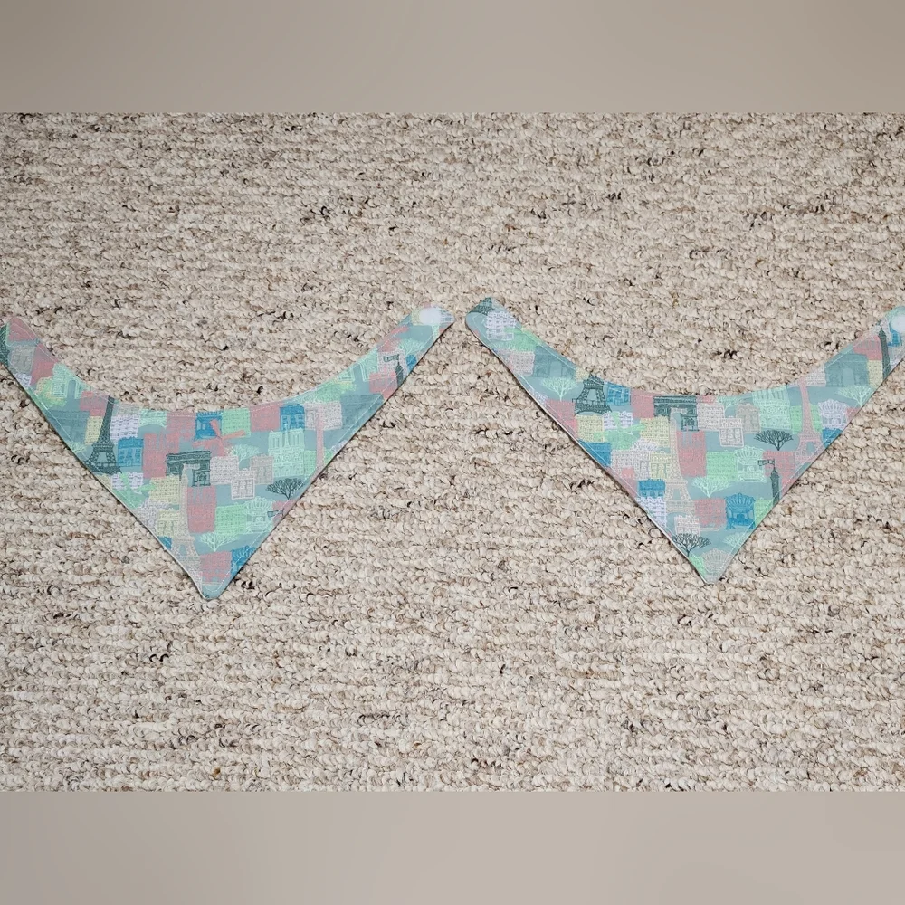 Handmade Sights of France Bandana Toddler Bib Set